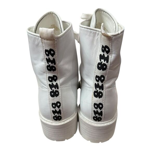 Kendall + Kylie Women's Epic White Leather Chunky Heel Combat Boots 7.5 - Picture 5 of 6